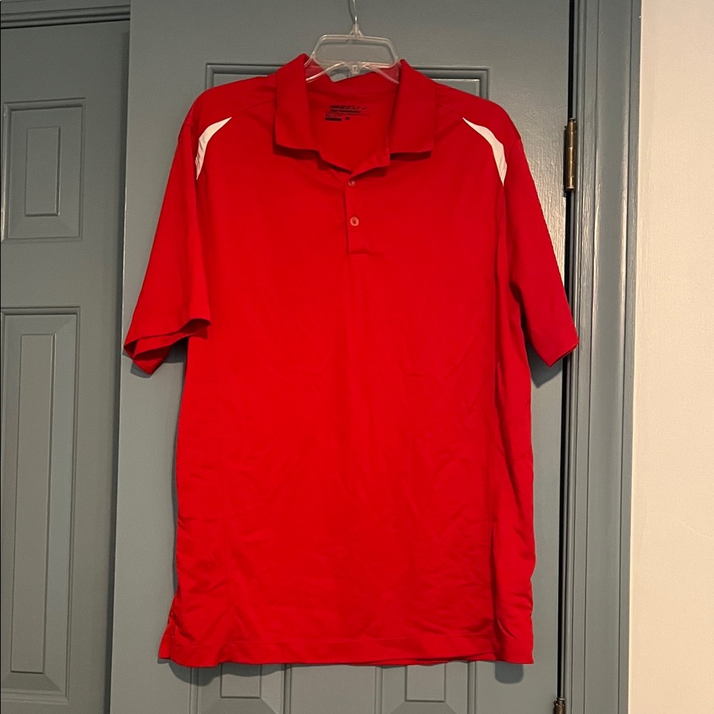 Nike Golf Dri-Fit Red and White Polo